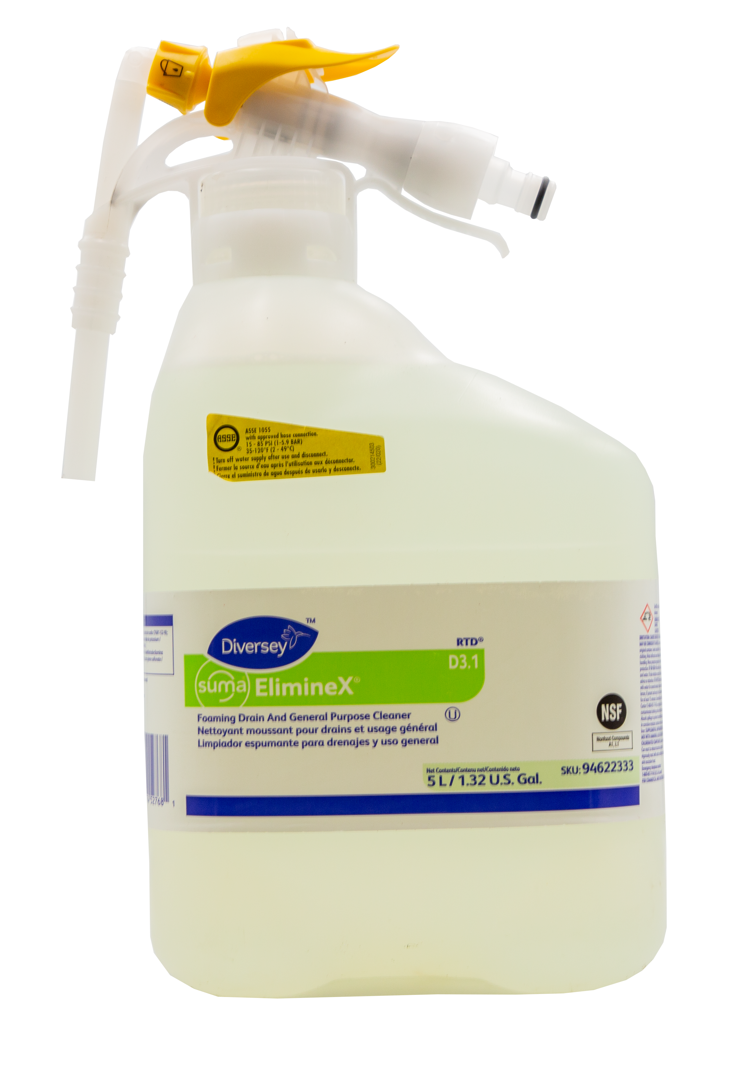 Diversey 94622333 Suma ElimineX D3.1 RTD Foaming Drain Cleaner 5L/1.32 Gal.
