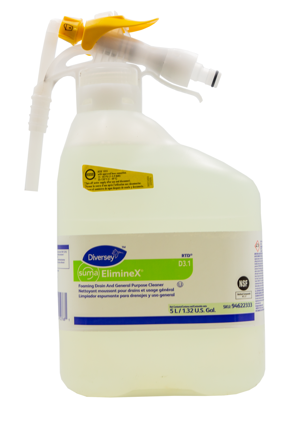 Diversey 94622333 Suma ElimineX D3.1 RTD Foaming Drain Cleaner 5L/1.32 Gal.