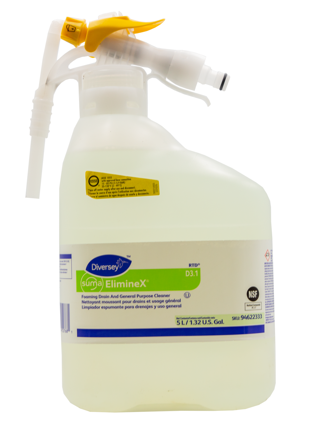 Diversey 94622333 Suma ElimineX D3.1 RTD Foaming Drain Cleaner 5L/1.32 Gal.